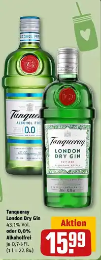 REWE Tanqueray London Dry Gin oder 0,0% Alkoholfrei Angebot