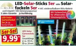 Norma I-GLOW LED-Solar-Sticks 5er oder Solarfackeln 5er Angebot