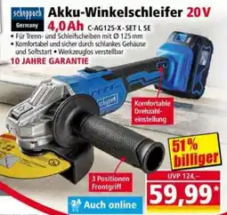 Norma Scheppach Akku-Winkelschleifer 20V Angebot