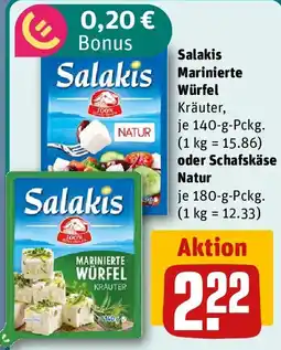 REWE Salakis Marinierte Würfel oder Schafskäse Natur Angebot