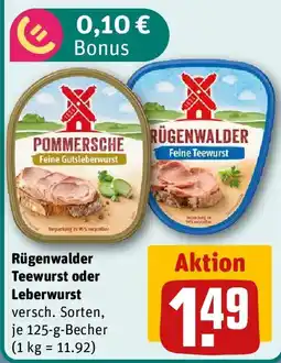 REWE Rügenwalder Teewurst oder Leberwurst Angebot