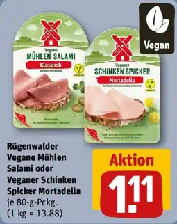 REWE Rügenwalder Vegane Mühlen Salami oder Veganer Schinken Spicker Mortadella Angebot