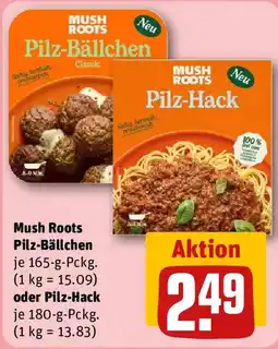 REWE Mush Roots Pilz-Bällchen oder Pilz-Hack Angebot