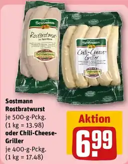 REWE Sostmann Rostbratwurst oder Chili-Cheese Griller Angebot