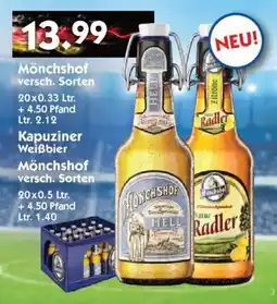 Hol'ab Getränkemarkt Mönchshof oder Kapuziner Weißbier Angebot