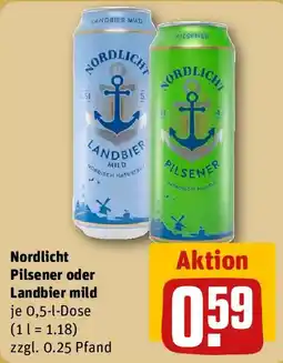 REWE Nordlicht Pilsener oder Landbier mild Angebot