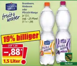 Norma SACHSEN QUELLE fruit& water Brombeere, Himbeere oder Pfirsich-Mango Angebot