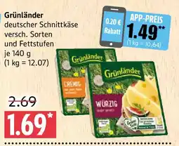 Marktkauf Grünländer deutscher Schnittkäse Angebot
