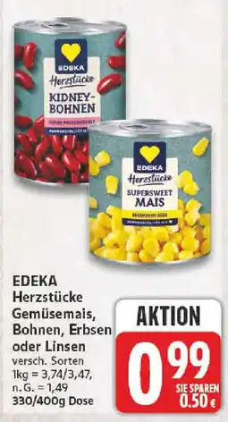 nah & gut EDEKA Herzstücke Gemüsemais, Bohnen, Erbsen oder Linsen Angebot