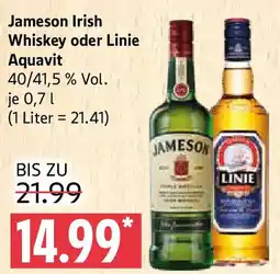 Marktkauf Jameson Irish Whiskey oder Linie Aquavit Angebot