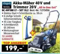 Norma Scheppach Akku-Mäher 40V und Germany Trimmer 20V All in One-Set" BC-MP380 LT SET XL2 Angebot