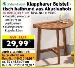 Norma Goran & Fraze Klappbarer Beistelltisch halbrund aus Akazienholz Angebot
