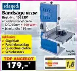 Norma scheppach Bandsäge HBS261 Angebot