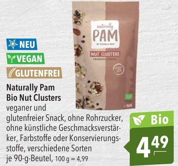 Naturally Pam Bio Nut Clusters 90g Beutel Angebot bei CITTI Markt