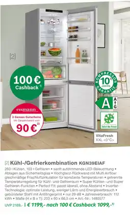 EP Bosch kühl-/gefrierkombination kgn39eiaf Angebot