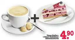 E-Center Tasse kaffee 1 stück heidelbeerkäsesahnetorte Angebot