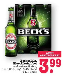 E-Center Beck's pils, blue alkoholfrei Angebot
