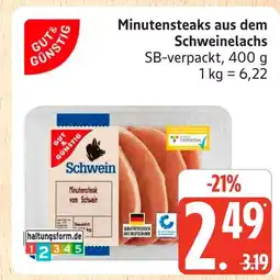 Marktkauf Gut & günstig minutensteaks aus dem schweinelachs Angebot
