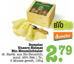 E-Center Demeter unsere heimat bio-heumilchtaler Angebot