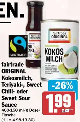 HIT fairtrade ORIGINAL Kokosmilch, Teriyaki-, Sweet Chili oder Sweet Sour Sauce Angebot