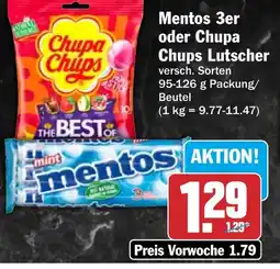 HIT Mentos 3er oder Chupa Chups Lutscher Angebot