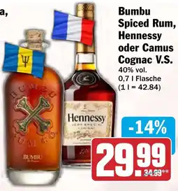 HIT Bumbu Spiced Rum, Hennessy oder Camus Cognac V.S. Angebot