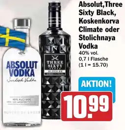 HIT Absolut, Three Sixty Black, Koskenkorva Climate oder Stolichnaya Vodka Angebot