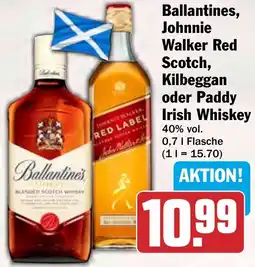 HIT Ballantines, Johnnie Walker Red Scotch, Kilbeggan oder Paddy Irish Whiskey Angebot