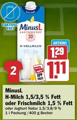 HIT MinusL H-Milch oder Frischmilch Angebot
