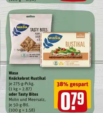 REWE Wasa knäckebrot rustikal oder tasty bites Angebot