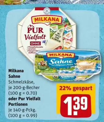 REWE Milkana sahne oder pur vielfalt portionen Angebot