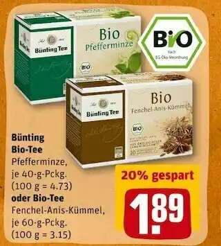 REWE Bünting bio tee Angebot