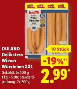 Lidl DULANO Delikatess Wiener Würstchen XXL Angebot