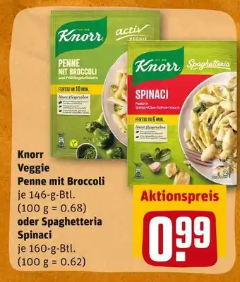 REWE Knorr veggie penne mit broccoli oder spaghetteria spinaci Angebot