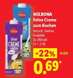 Lidl MILBONA Feine Creme zum Kochen Angebot