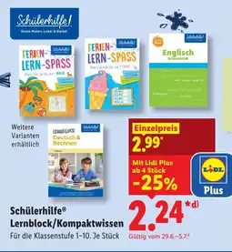 Lidl Schülerhilfe Lernblock/Kompaktwissen Angebot