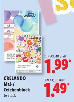 Lidl CRELANDO Mal-/ Zeichenblock Angebot