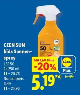 Lidl CIEN SUN kids Sonnenspray Angebot