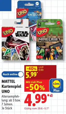 Lidl MATTEL Kartenspiel UNO Angebot
