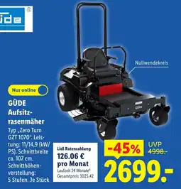 Lidl GÜDE Aufsitzrasenmäher Angebot