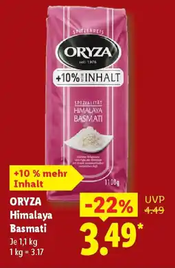 Lidl ORYZA Himalaya Basmati Angebot