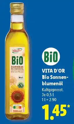 Lidl VITA D'OR Bio Sonnenblumenöl Angebot