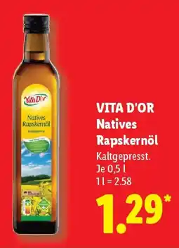 Lidl VITA D'OR Natives Rapskernöl Angebot