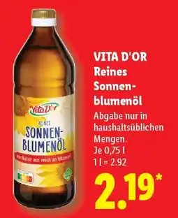 Lidl VITA D'OR Reines Sonnenblumenöl Angebot