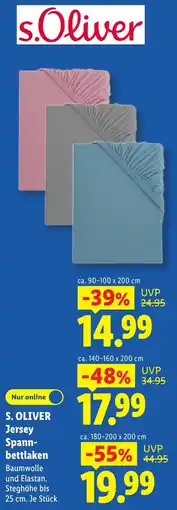 Lidl S.OLIVER Jersey Spannbettlaken Angebot