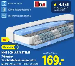 Lidl HN8 SCHLAFSYSTEME 7-Zonen Taschenfederkernmatratze Angebot