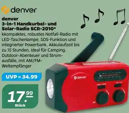 Netto denver 3-in-1 Handkurbel und Solar-Radio SCR-2010 Angebot
