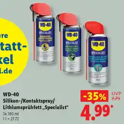 Lidl WD-40 Silikon-/Kontaktspray/ Lithiumsprühfett ,,Specialist" Angebot