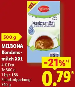 Lidl MILBONA Kondensmilch XXL Angebot