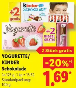 Lidl YOGURETTE/ KINDER Schokolade Angebot
